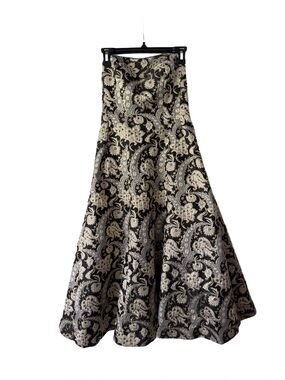 Ted Baker Black and Ivory Strapless Brocade Gown